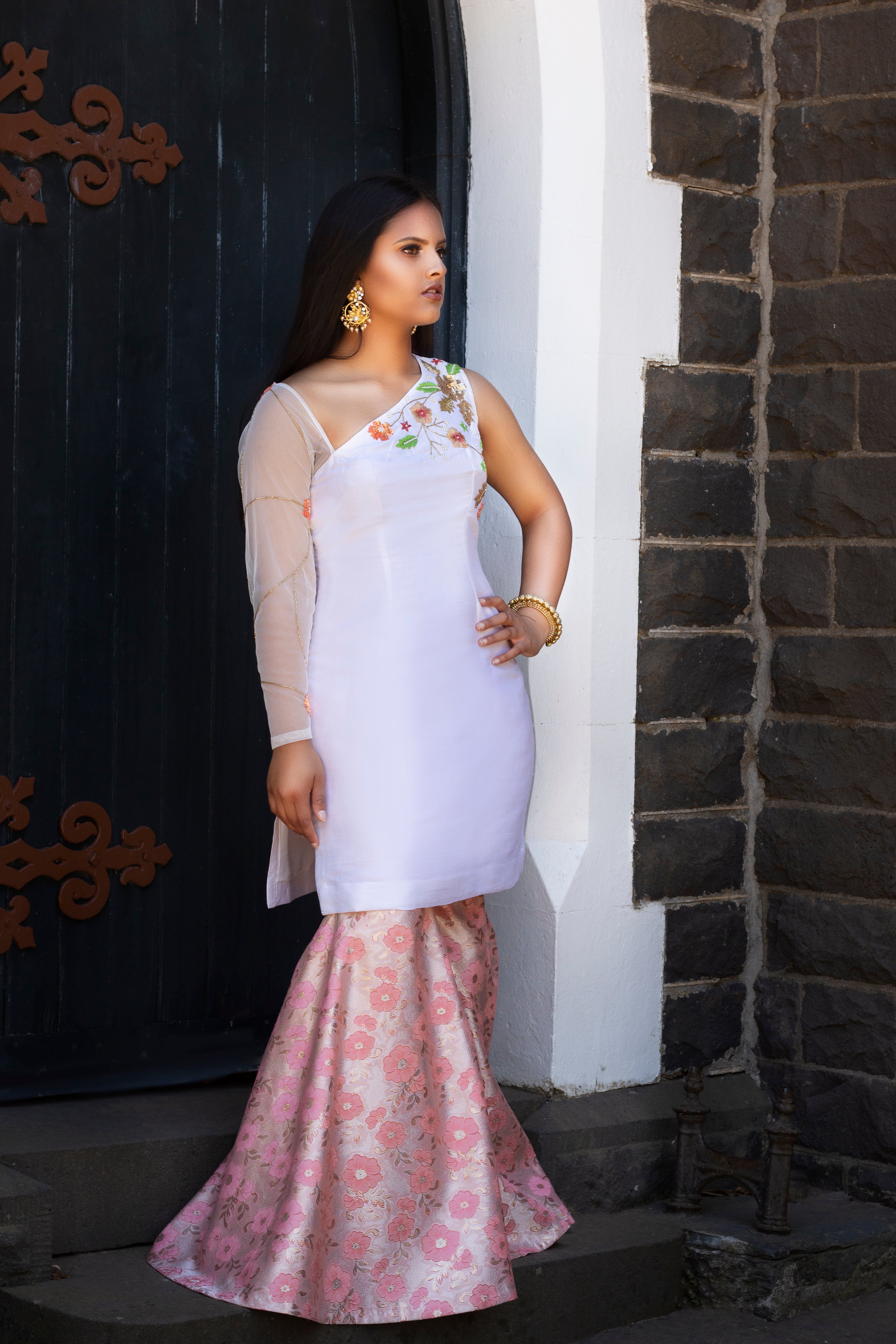 Couture Mantra Day Dream Gharara set featuring a traditional sharara with intricate embroidery and vibrant colors.