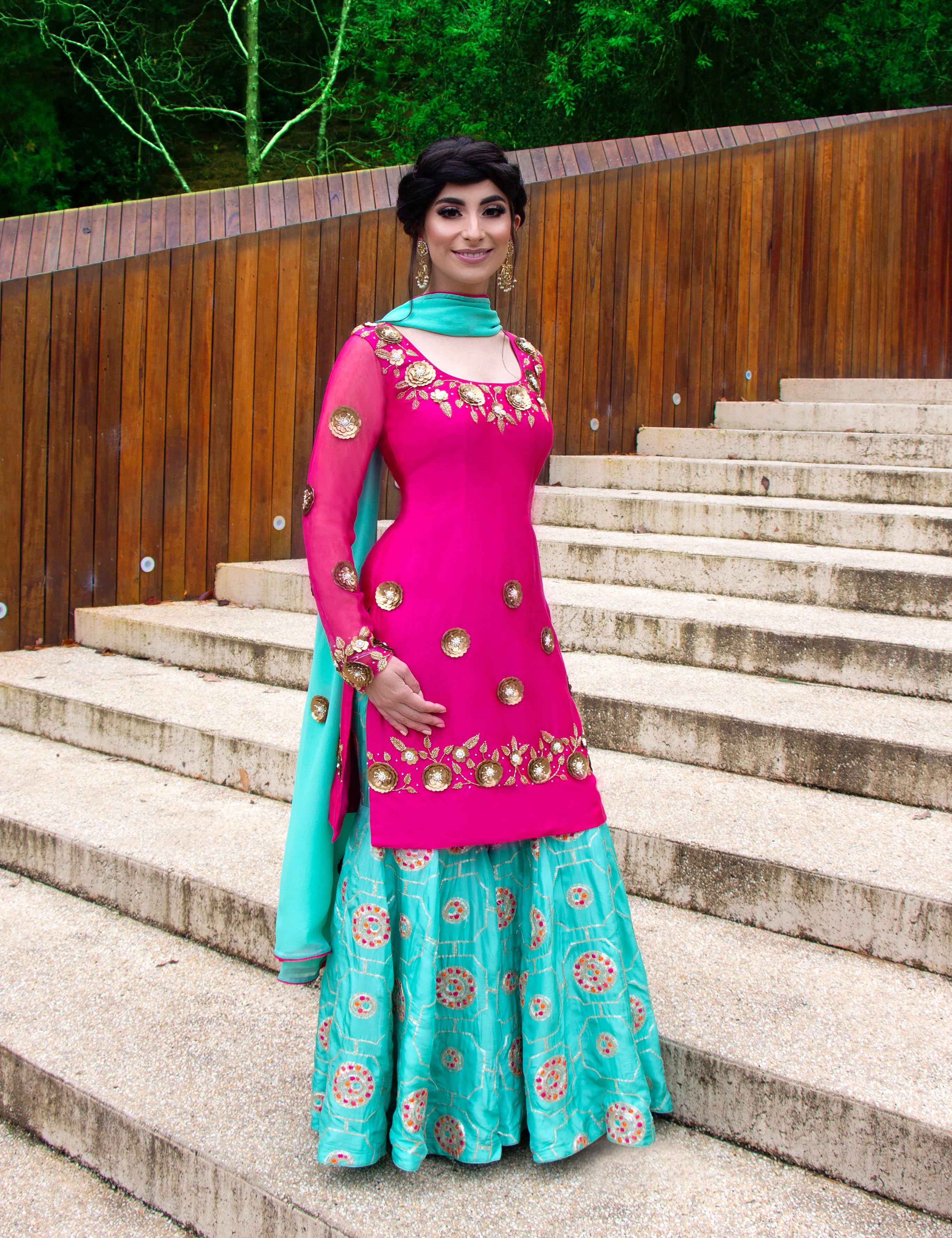 Amanpreet Gazal Gharara set featuring a traditional sharara with intricate embroidery and a matching coordinated top.