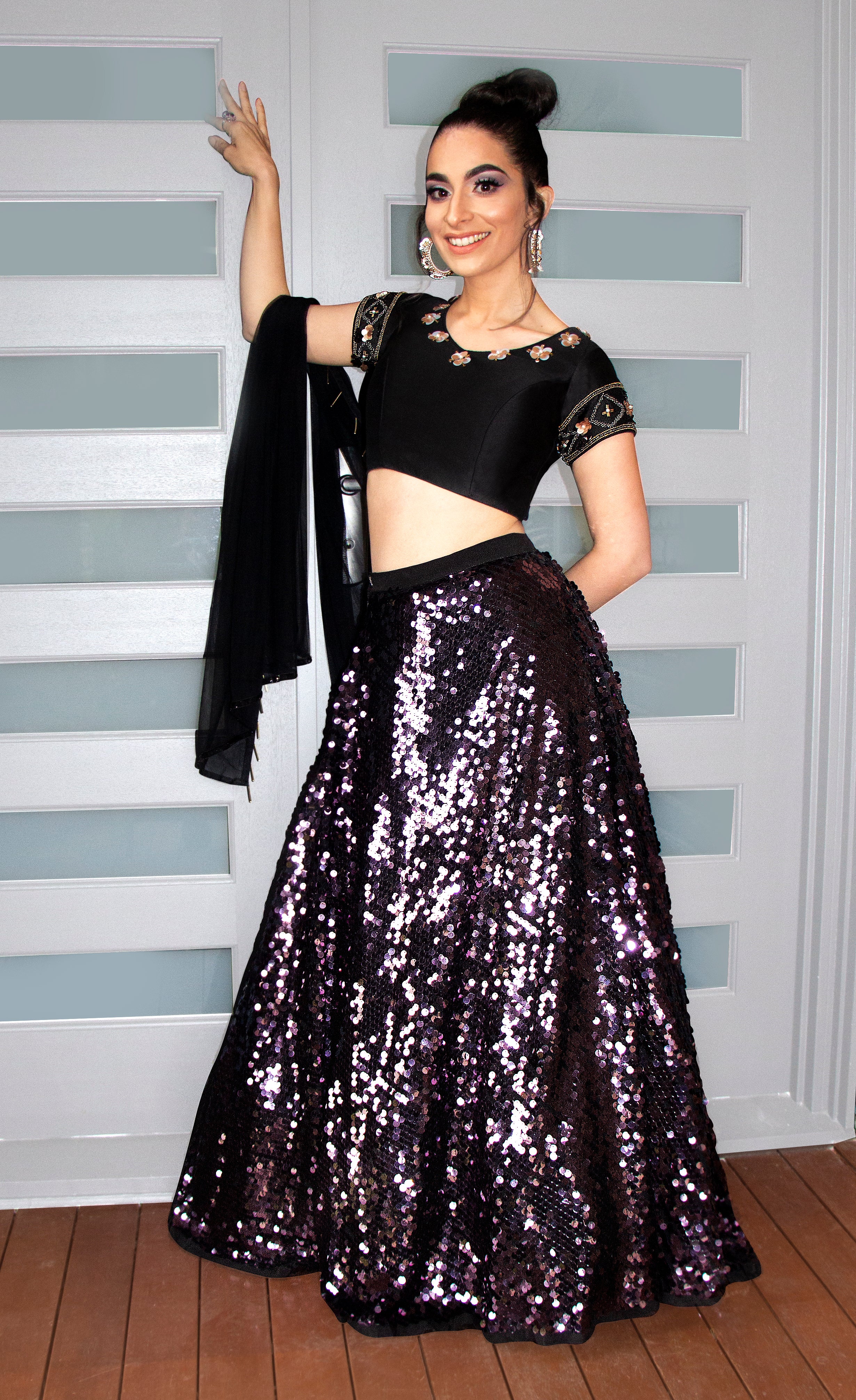 Black Devine Silhouette Lengha - CoutureMantra