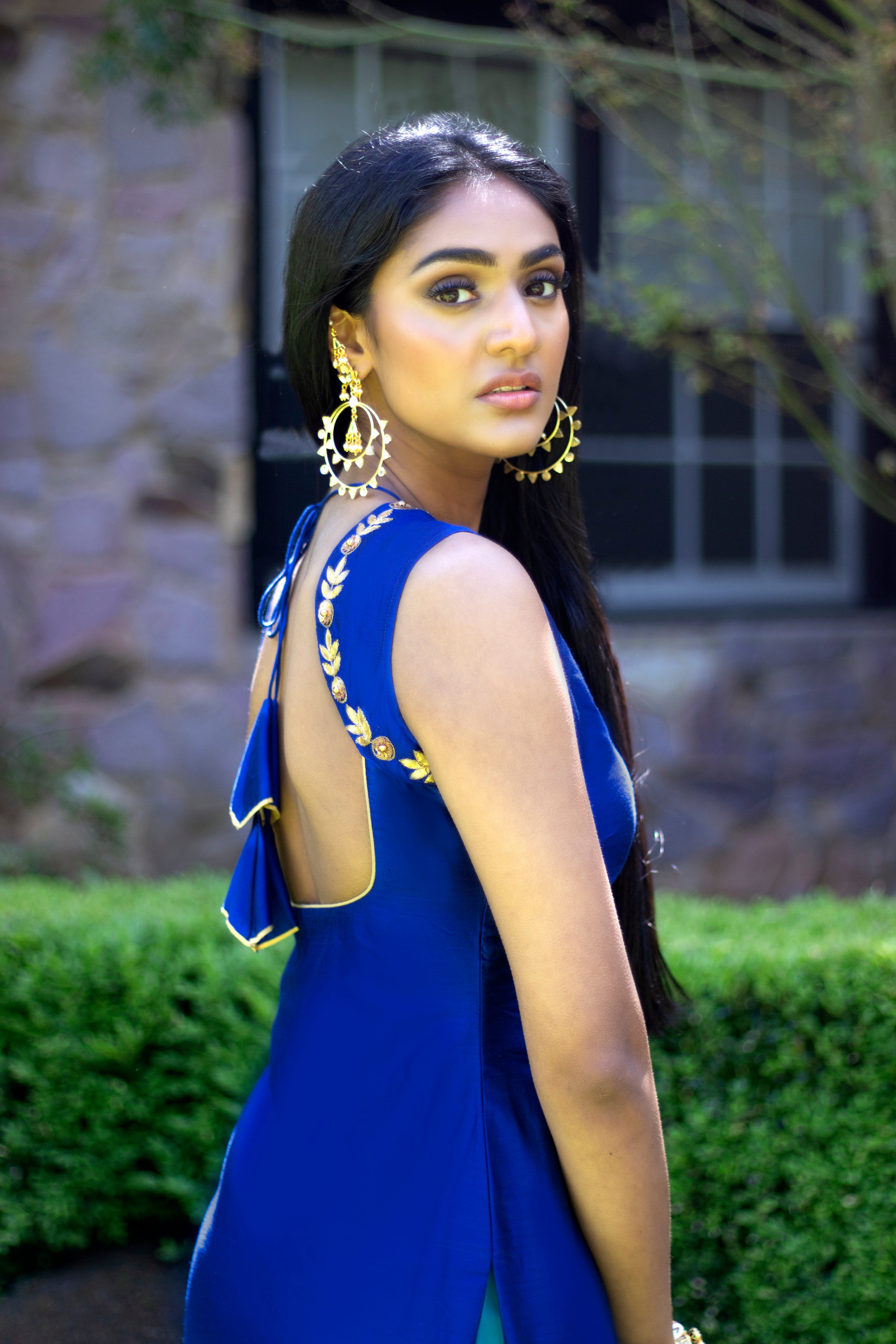 Rani Royal Blue and Sky Blue Gharara