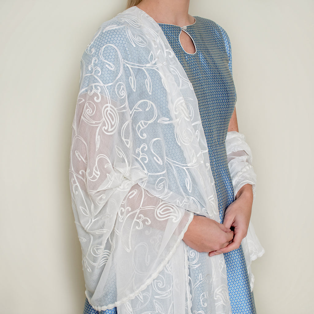 Blue Bindi Anarkali dress by Nakir featuring intricate embroidery and flowing fabric, perfect for traditional occasions.